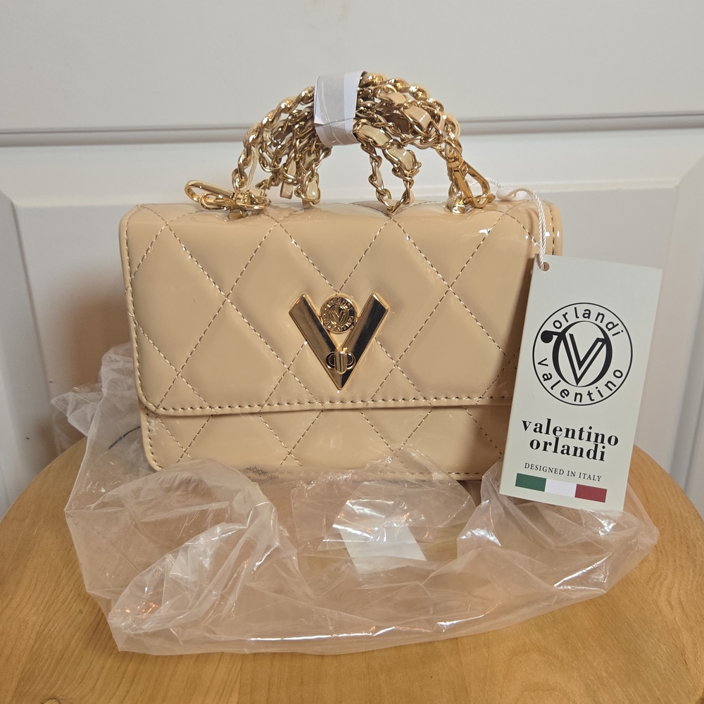 Valentino Orlandi Beige Patent Quilted Mini Bag - Picture 2 of 6